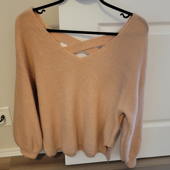 Blush Pink Open Back Sweater - Size M - Picture 1 of 5